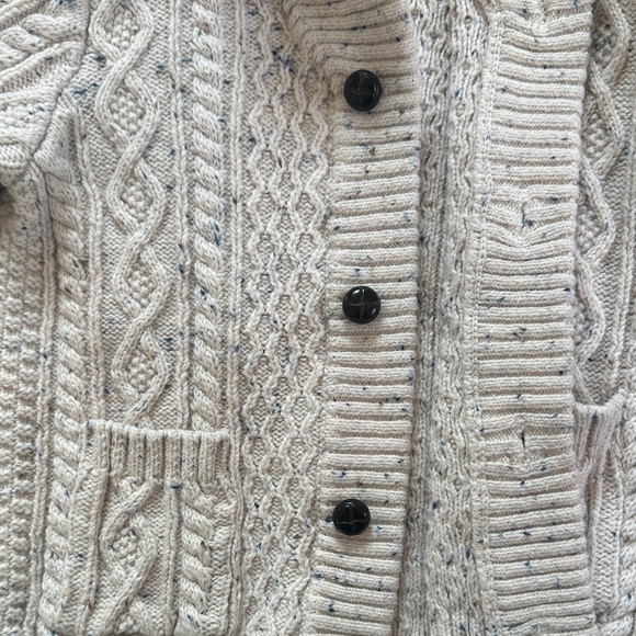Janie and Jack Cream Speckled Cable Knit Cardigan - Picture 3 of 4